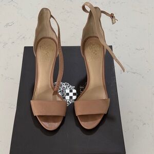 Vince Camuto Tan Open-Toe Heels